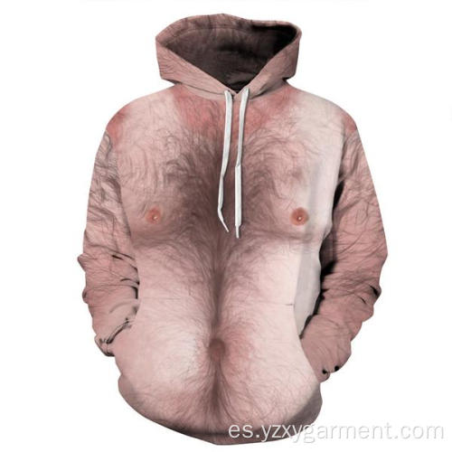 Cuerpo desnudo con pelos sudadera con capucha de impresión 3D